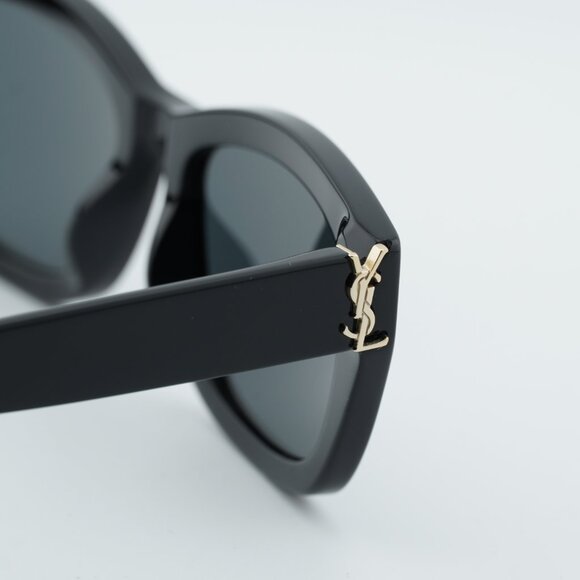 Saint Laurent SL M153 001 Sunglasses Shiny Black Square Frame, Black Lenses - Picture 6 of 11